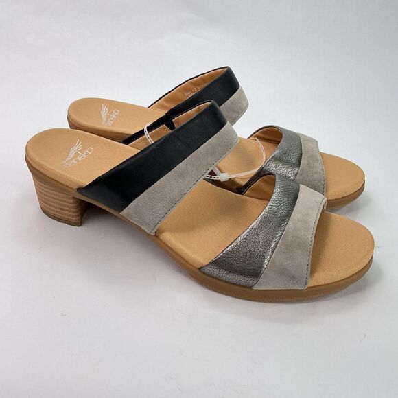 Dansko Womens Theresa Multi-Strap Slip-On Sandal Size 42 Metallic Leather Suede - Picture 3 of 11